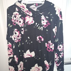 LuLaRoe Black and Pink Floral Hoodie